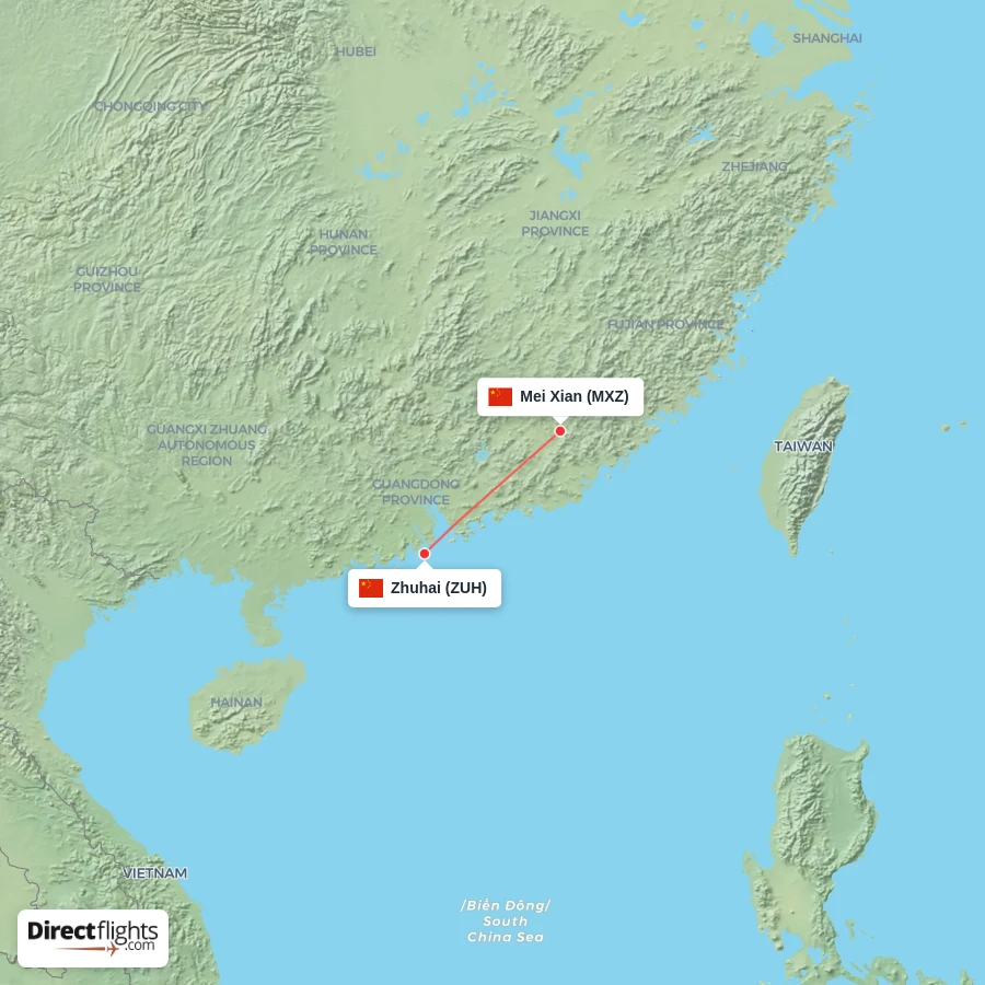 ZUH - MXZ route map