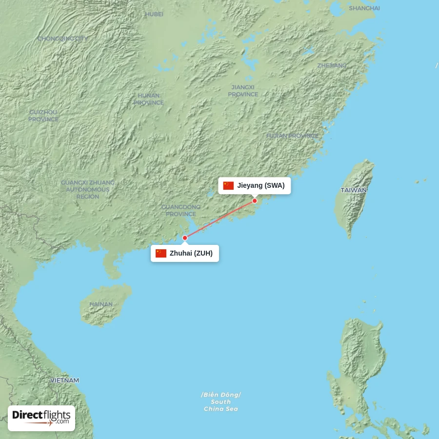 ZUH - SWA route map