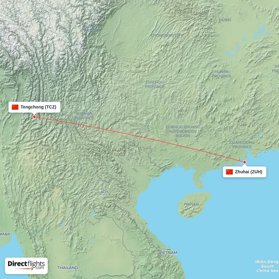 ZUH - TCZ route map