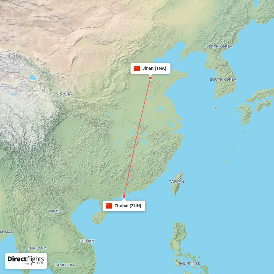 ZUH - TNA route map