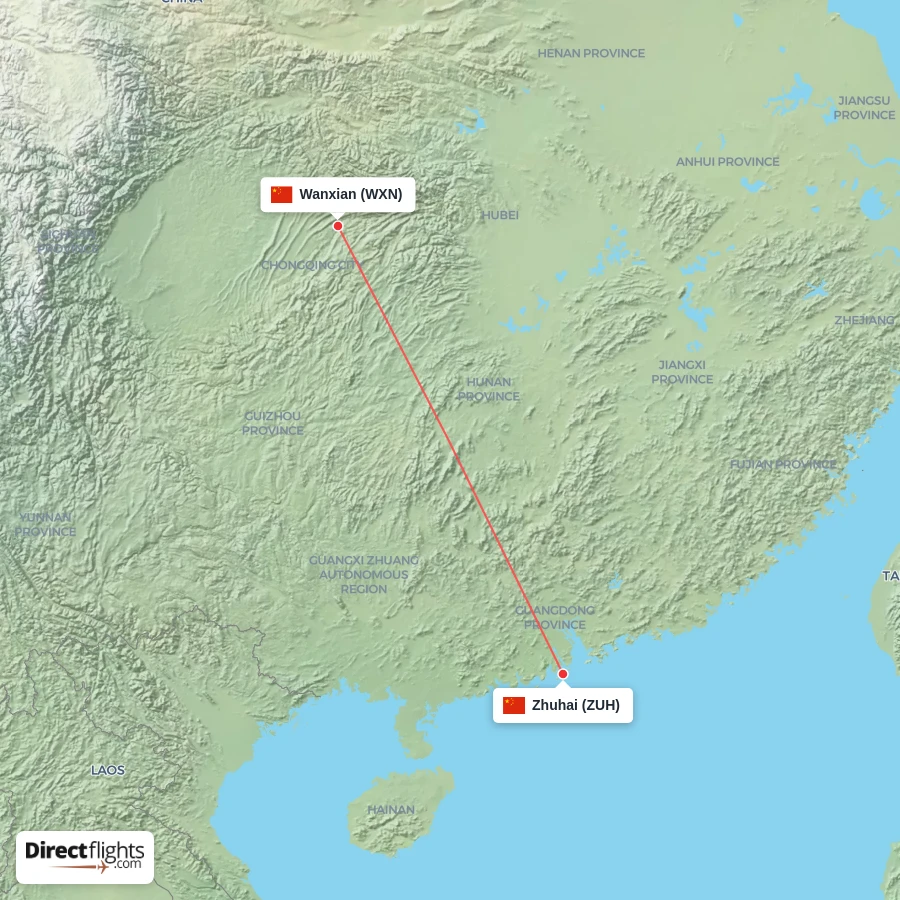 ZUH - WXN route map