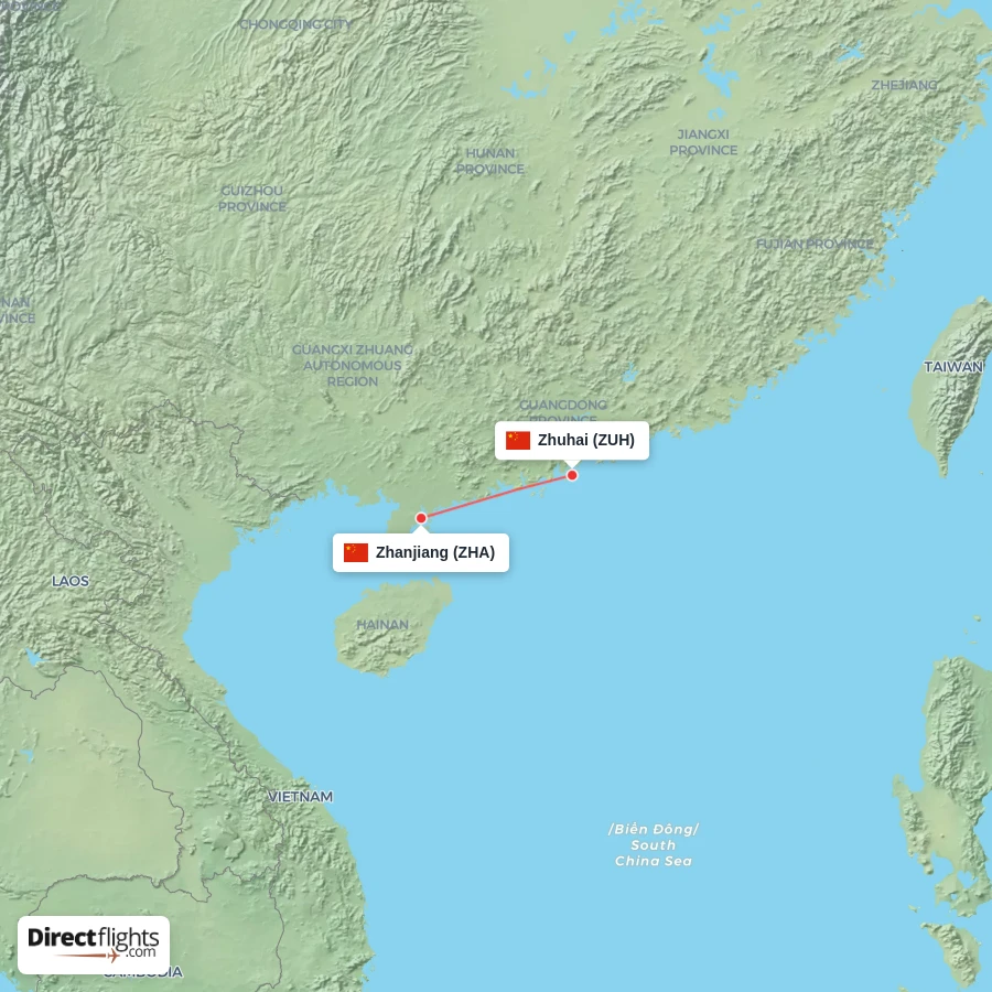 ZUH - ZHA route map