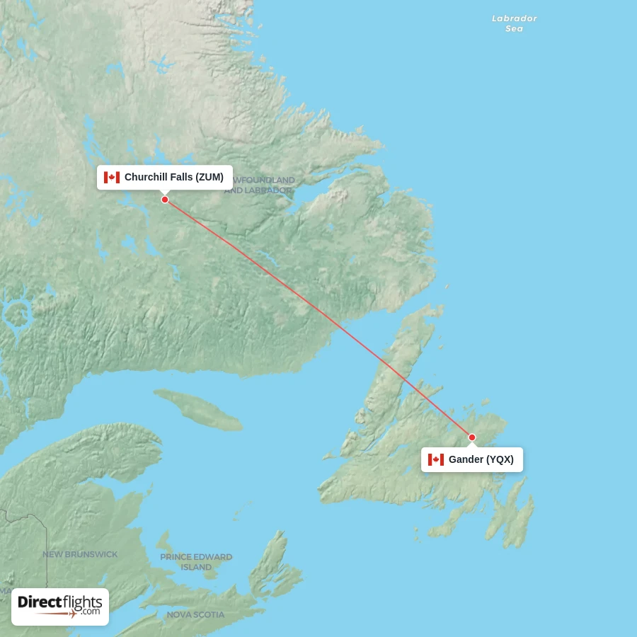 ZUM - YQX route map