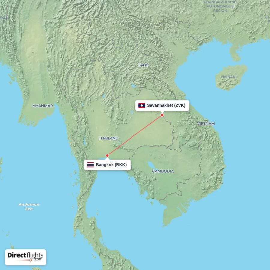 ZVK - BKK route map