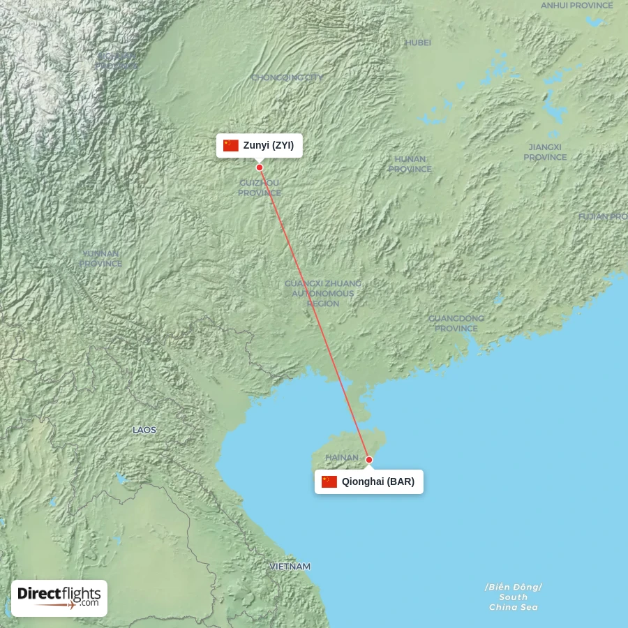 ZYI - BAR route map