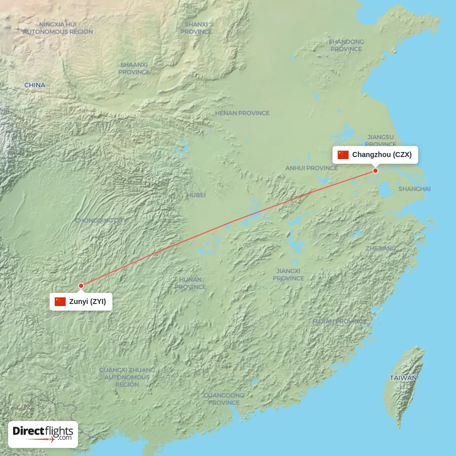 ZYI - CZX route map