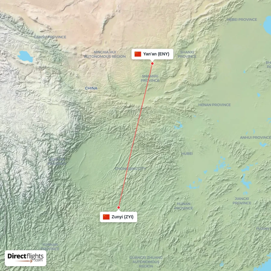 ZYI - ENY route map
