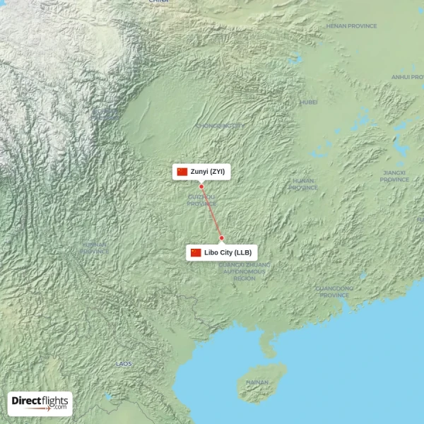 Zunyi - Libo City direct flight map