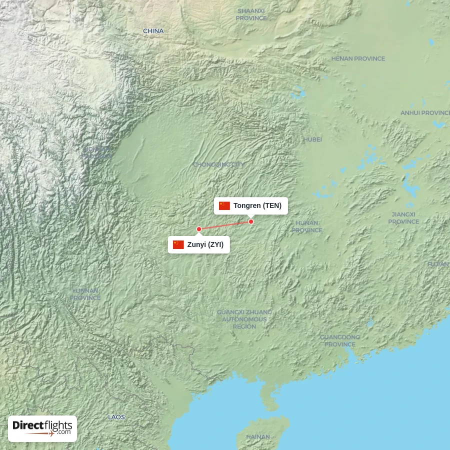 ZYI - TEN route map