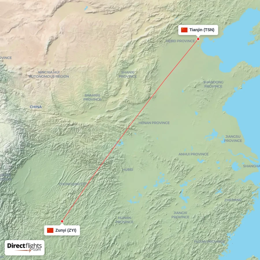 ZYI - TSN route map