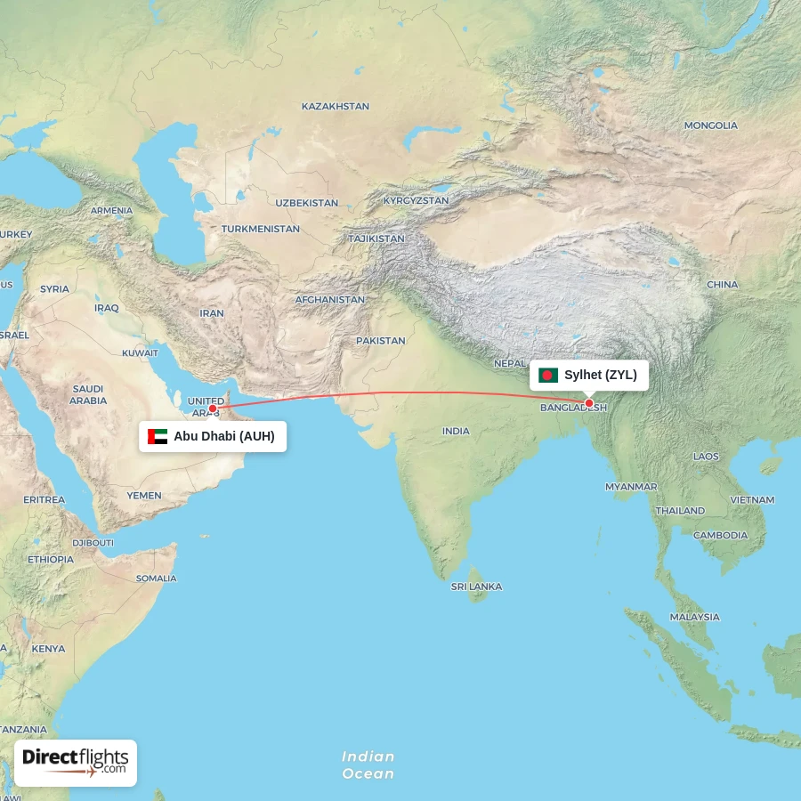 ZYL - AUH route map